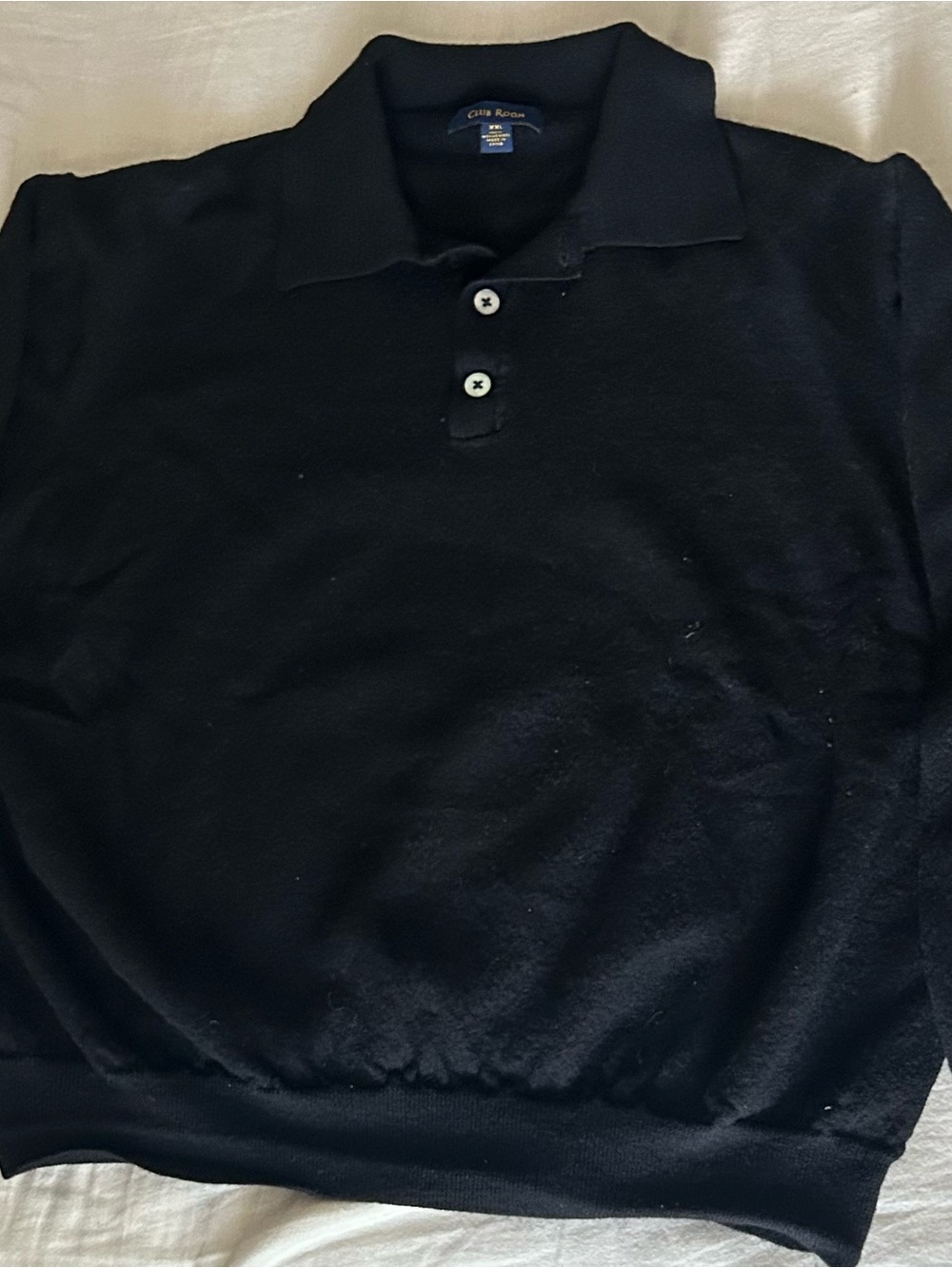 Club Room Men's Black Polo Sweater with Button Placket